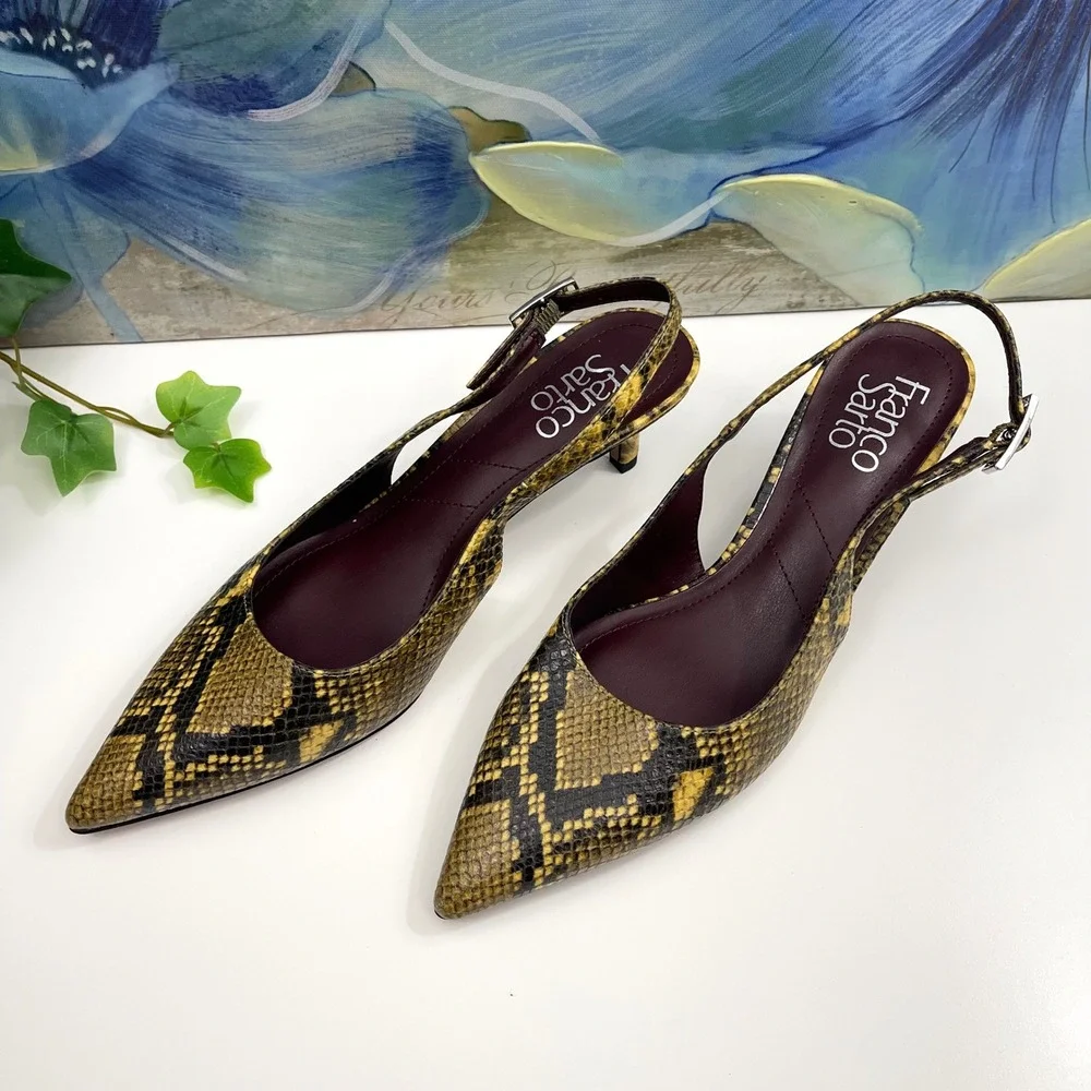 Franco Sarto Snakeskin Kate‎ Slingback Pump Size 6.5